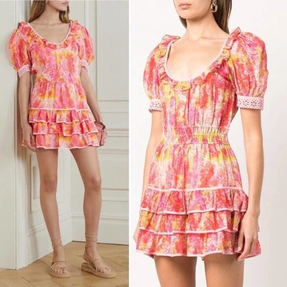 NWOT LoveShackFancy Safiya Dress in Swaying Coral. - Picture 3 of 13